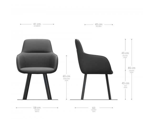 Jídelní židle Pejo-Flex Anthracite Vintage 4-nohá oválná Černá - Image 5