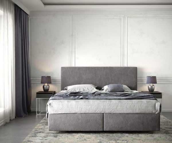 Boxspring postel Dream-Well 180x200 cm mikrovlákno taupe s matrací a topperem - Image 2