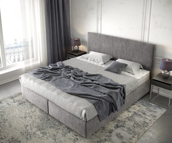 Boxspring postel Dream-Well 180x200 cm mikrovlákno taupe s matrací a topperem - Image 4