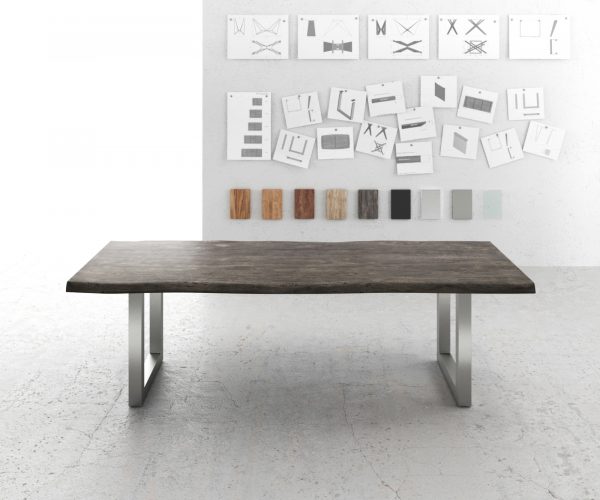 Jídelní stůl Edge 260x100 XL akácie platina nerezová ocel široká podnož - Image 2