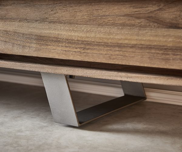 TV stolek Eloi 200x40 cm přírodní teak 1 přihrádka 5 zásuvek - Image 6