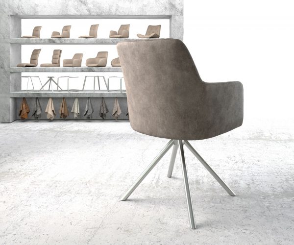Otočná židle Greg-Flex taupe vintage křížová podnož kulatá otočná nerezová ocel - Image 3