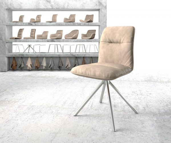 Otočná židle Vinjo-Flex Béžová Vintage Cross Base Round z nerezové oceli