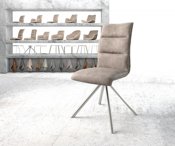 Otočná židle Xantus-Flex Taupe Vintage Cross Base Round Nerezová Ocel