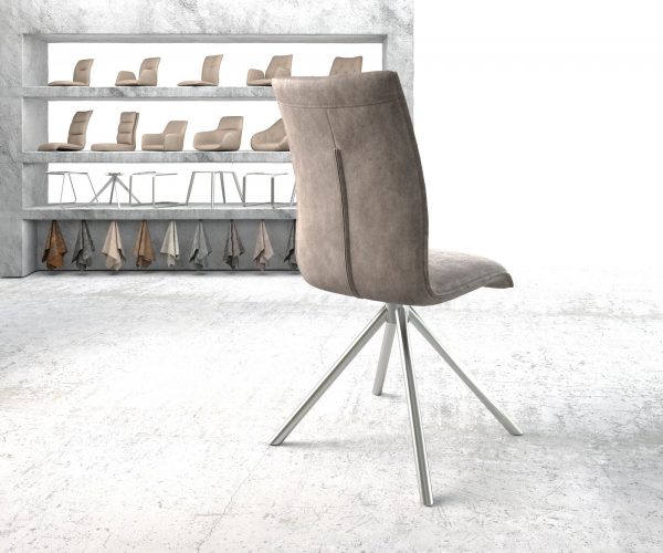 Otočná židle Xantus-Flex Taupe Vintage Cross Base Round Nerezová Ocel - Image 3