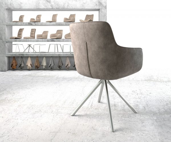 Otočná židle Pejo-Flex taupe vintage křížová podnož kulatá nerezová ocel - Image 3