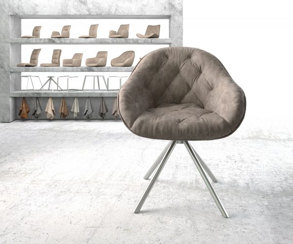 Otočná židle Gaio-Flex taupe vintage křížová podnož zaoblená otočná z nerezové oceli - Image 2