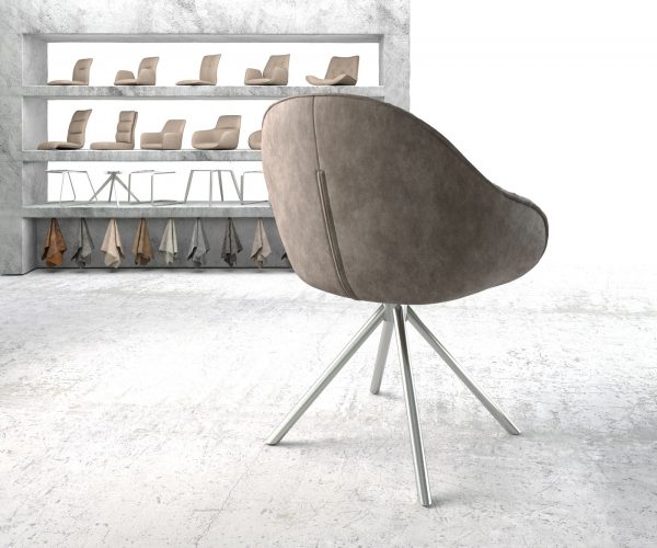Otočná židle Gaio-Flex taupe vintage křížová podnož zaoblená otočná z nerezové oceli - Image 3