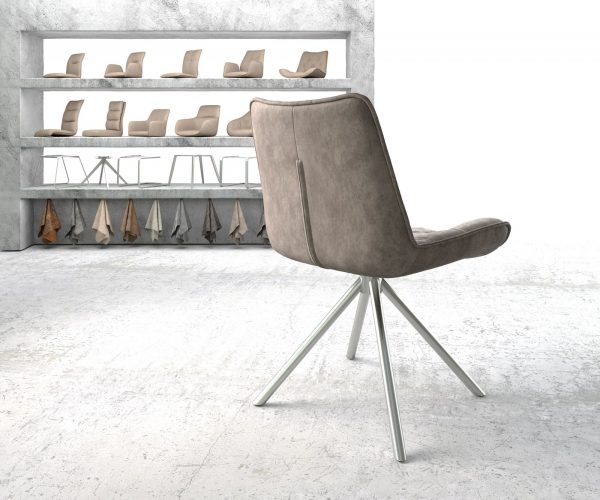 Otočná židle Taimi-Flex taupe vintage křížová podnož zaoblená otočná z nerezové oceli - Image 3