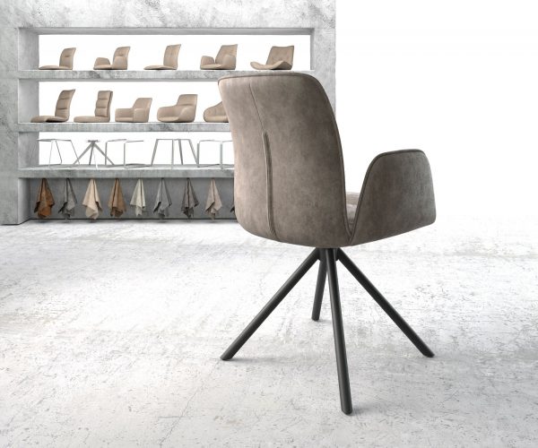 Otočná židle Vinja-Flex taupe vintage křížová podnož kulatá černá - Image 3
