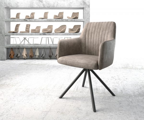 Otočná židle Greg-Flex taupe vintage křížová podnož kulatá otočná černá