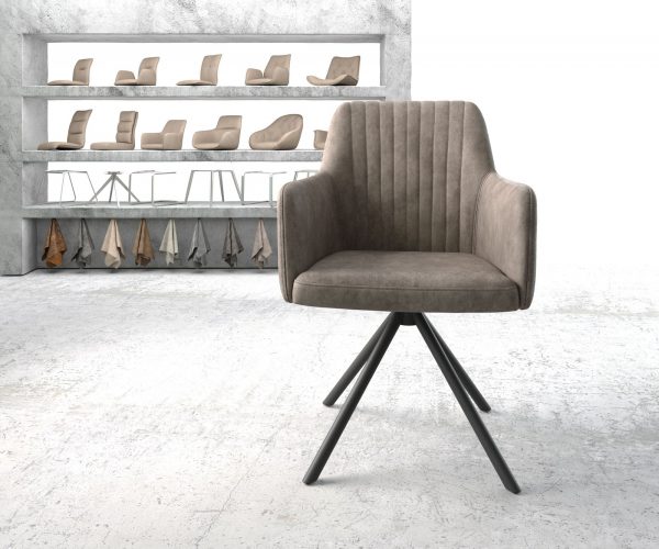 Otočná židle Greg-Flex taupe vintage křížová podnož kulatá otočná černá - Image 2