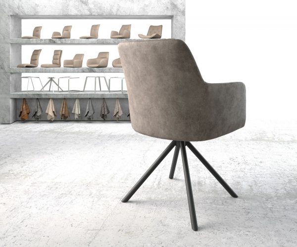 Otočná židle Greg-Flex taupe vintage křížová podnož kulatá otočná černá - Image 3