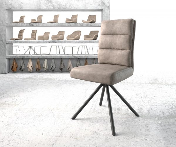 Otočná židle Pela-Flex taupe vintage křížová podnož kulatá černá
