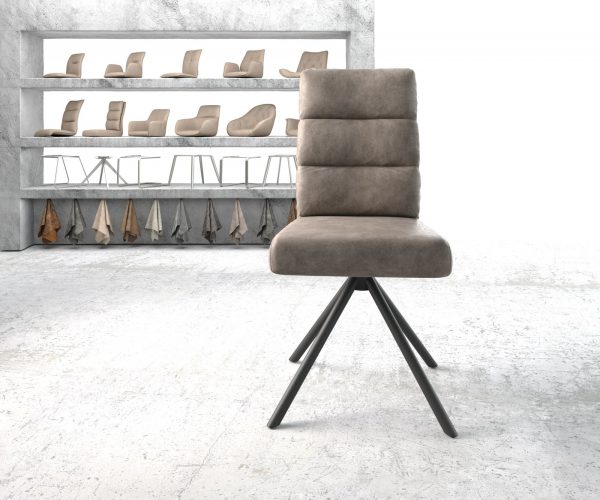 Otočná židle Pela-Flex taupe vintage křížová podnož kulatá černá - Image 2