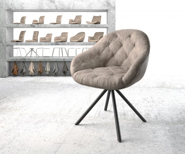 Otočná židle Gaio-Flex taupe vintage cross base round černá