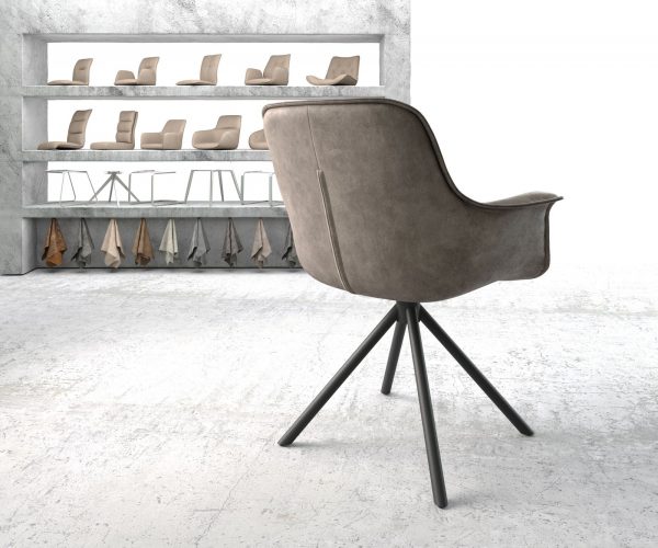 Otočná židle Kaira-Flex taupe vintage křížová podnož kulatá černá - Image 3