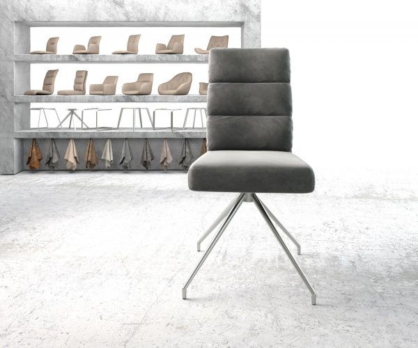 Otočná židle Pela-Flex Velvet Grey Cross Frame Conical Stainless Steel 180° Swivel Pocket Springs - Image 2