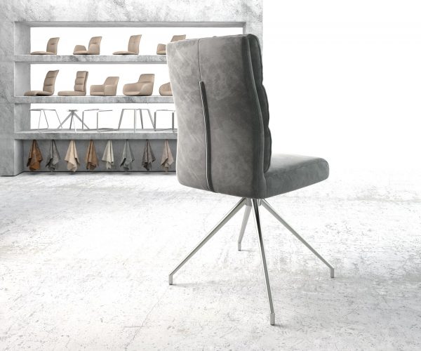 Otočná židle Pela-Flex Velvet Grey Cross Frame Conical Stainless Steel 180° Swivel Pocket Springs - Image 3
