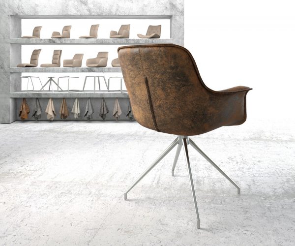 Otočná židle Kaira-Flex Hnědá Vintage Cross Rám Conical Nerezová Ocel - Image 3