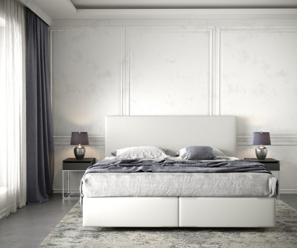 Boxspring postel Dream-Well 180x200 cm koženka bílá s matrací a topperem - Image 2