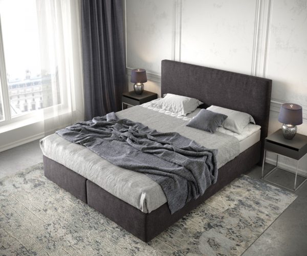 Postel Boxspring Dream-Well 160x200 cm z mikrovlákna Černá s matrací a topperem - Image 4