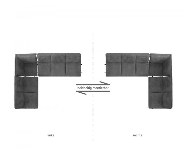 Rohová lavice Pavle 200x170 cm šedá vintage kovová černá podnož variabilní - Image 9