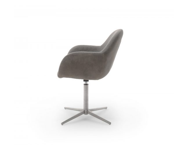 Jídelní židle Maida Chenille Cappuccino Oválná područka z nerezové oceli - Image 3