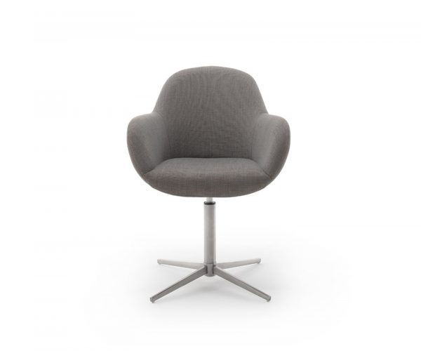 Jídelní židle Maida Chenille Cappuccino Oválná područka z nerezové oceli - Image 5