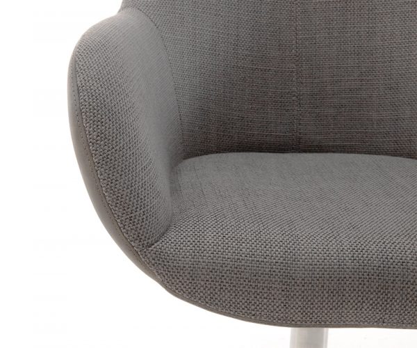 Jídelní židle Maida Chenille Cappuccino Oválná područka z nerezové oceli - Image 6