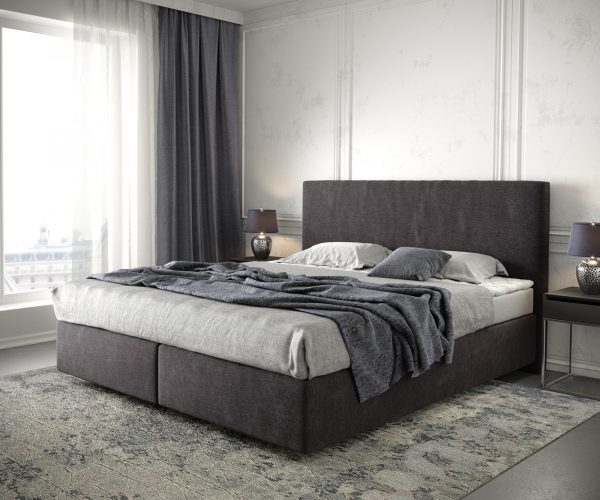 Boxspring postel Dream-Well 180x200 cm mikrovlákno černá s matrací a topperem