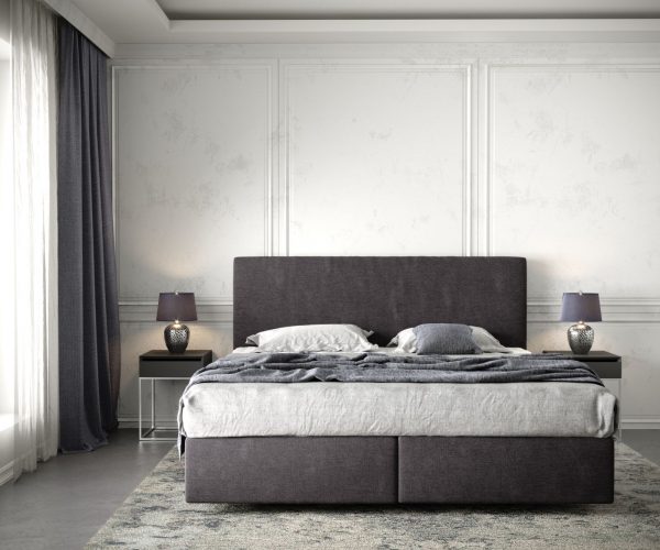 Boxspring postel Dream-Well 180x200 cm mikrovlákno černá s matrací a topperem - Image 2