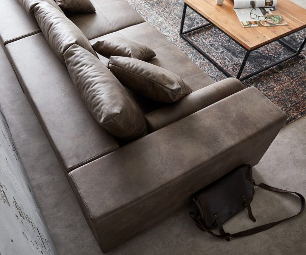 Velká pohovka Marbeya 285x115 cm tmavě hnědá s 10 polštáři XXL pohovka - Image 4