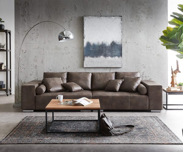 Velká pohovka Marbeya 285x115 cm tmavě hnědá s 10 polštáři XXL pohovka - Image 2