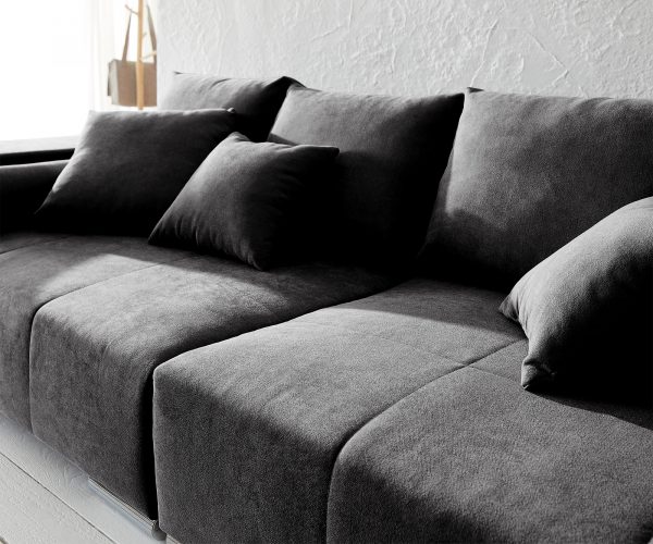 Velká pohovka Marbeya 285x115 cm černá s 10 polštáři Pohovka XXL - Image 4