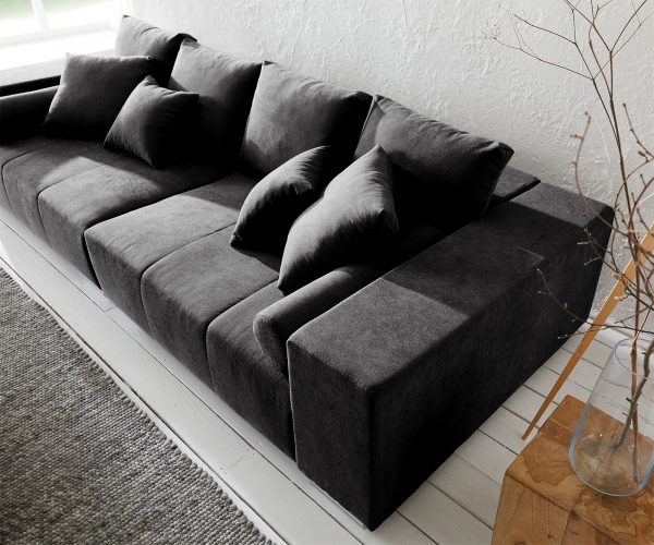 Velká pohovka Marbeya 285x115 cm černá s 10 polštáři Pohovka XXL - Image 5