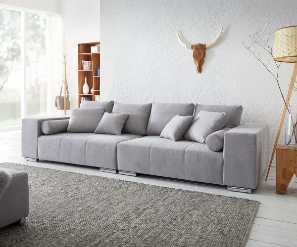 Velká pohovka Marbeya 285x115 cm šedá s 10 polštáři Pohovka XXL - Image 2