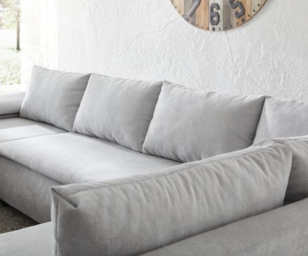Pohovka ve tvaru "U" Abilene 325x230 cm stříbrnošedá lenoška funkce rozkladu - Image 6