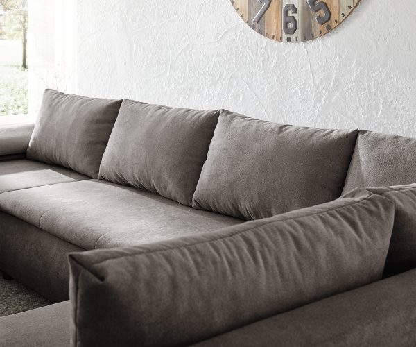 Pohovka ve tvaru "U" Abilene 325x230 cm khaki hnědá funkce rozkladu lenoška variabilní - Image 6