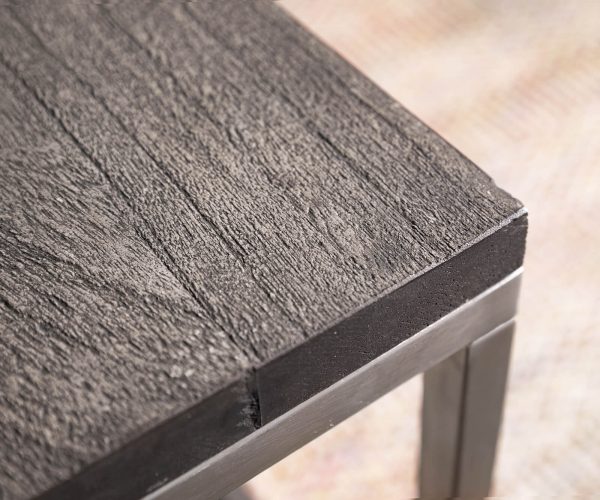 Konferenční stolek Tatius 80x80 akácie podnož platina nerezová ocel průmyslová styl - Image 5