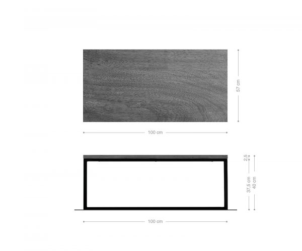 Konferenční stolek Tatius 100x57 šampaňská akácie podnož nerezová ocel - Image 6