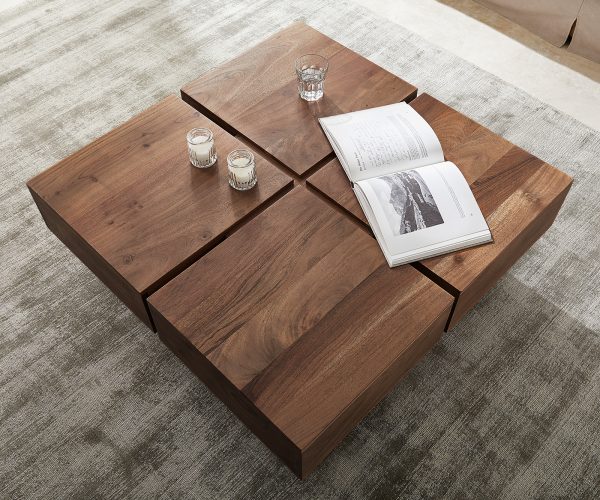 Konferenční stolek Loca 80x80 cm hnědá akácie z masivního dřeva - Image 6