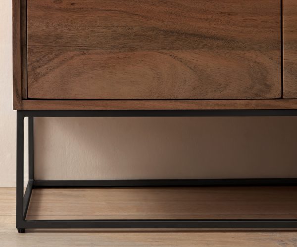 Komoda Loca 140x39 cm akácie hnědá 3 zásuvky 2 dvířka - Image 6