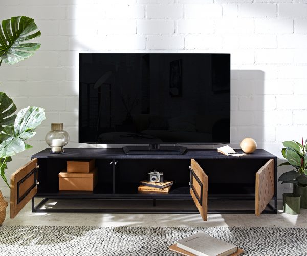 TV stolek Famke 175 cm mango teak 3 dvířka - Image 4