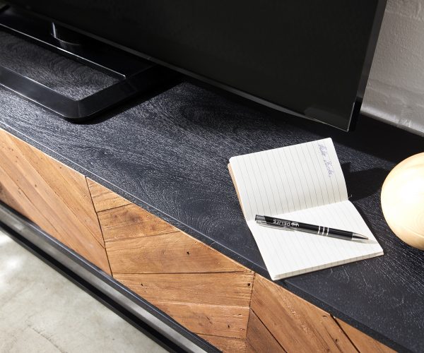 TV stolek Famke 175 cm mango teak 3 dvířka - Image 6
