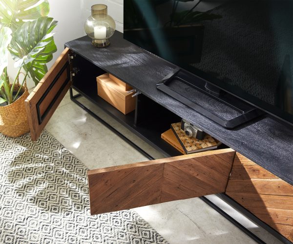 TV stolek Famke 175 cm mango teak 3 dvířka - Image 5