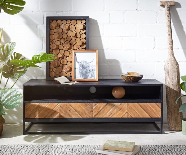 TV stolek Famke 120 cm mango teak 1 přihrádka 2 šuplíky - Image 2