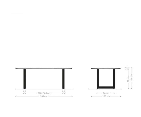 Jídelní stůl Edge Oválná 200x100cm mango hnědá nerezová široká - Image 6