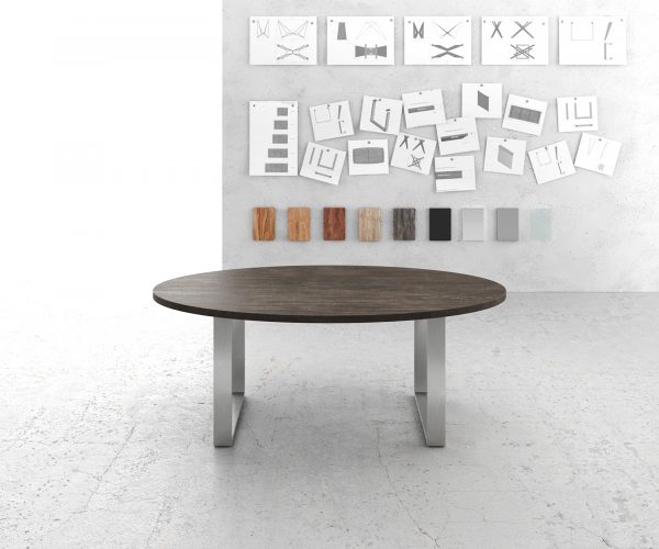 Jídelní stůl Edge Oválná 200x100cm mango hnědá úzká nerezová ocel - Image 2
