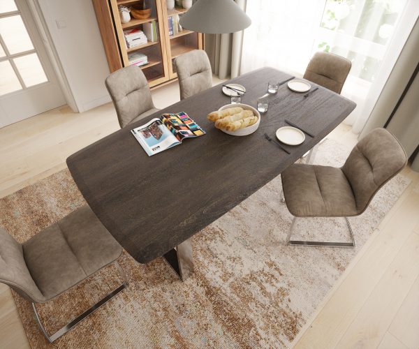 Hrana jídelního stolu tvaru lodi 200x100 Mango Brown Vintage nerezová ocel úzká švýcarská hrana - Image 4